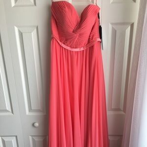 Strapless Full Length Coral Dress  - Size 6 - NWT